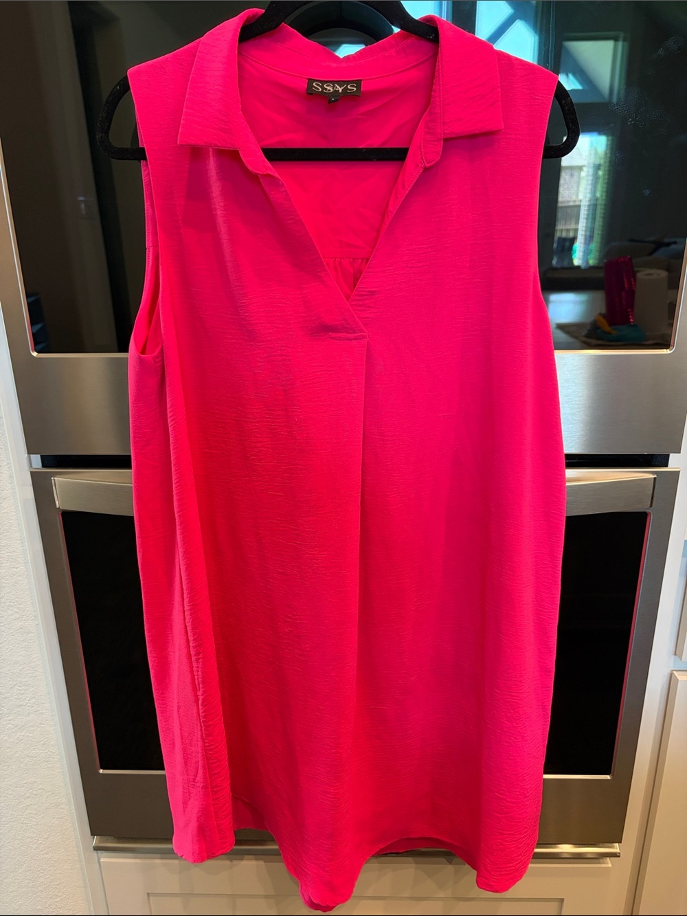 SSYS Hot Pink Sleeveless V-Neck Mini Dress